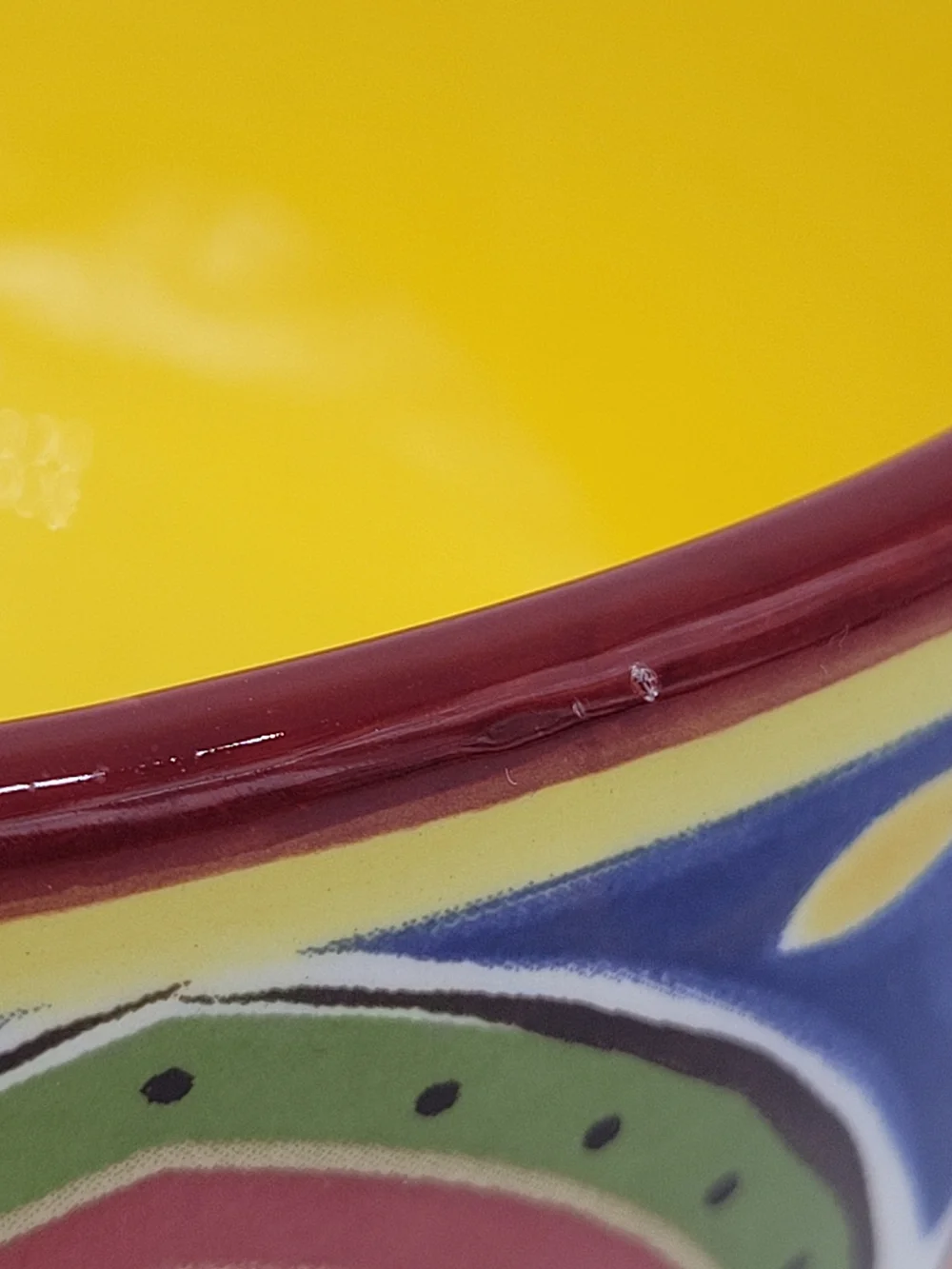 Pier 1 Mexicali Colorful Hand-Painted Ceramic Soup Cereal Bowl Yellow Interior